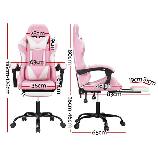 Apex 2 Point Massage Gaming Office Chair Footrest Pink