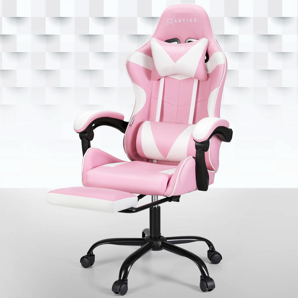 Apex 2 Point Massage Gaming Office Chair Footrest Pink