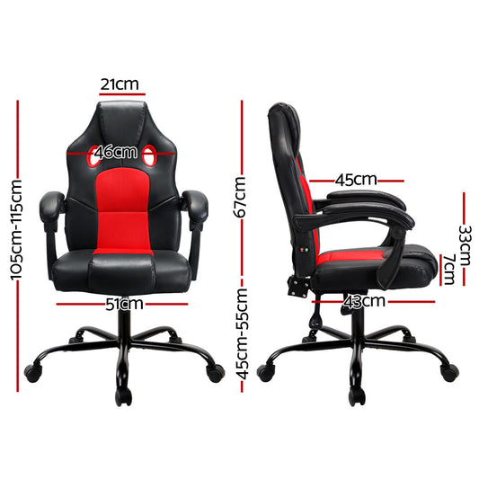 Apex 2 Point Massage Gaming Office Chair PU Leather Red
