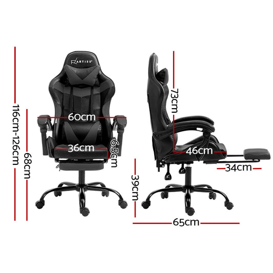 Elite Apex Comfy Gaming Office Chair with Footrest - Grey
