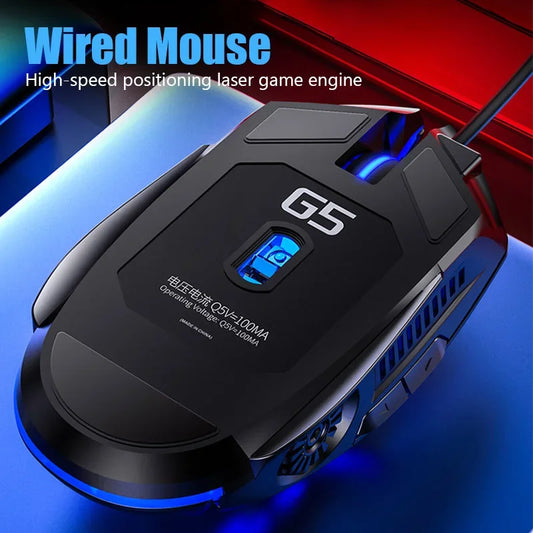 G5 Wired Mouse BackLight High Sensitivity 6 Keys Macro Programming Gaming