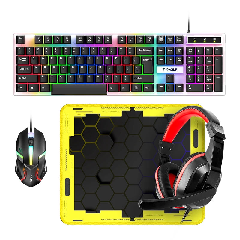 4 In 1 SET Gaming Mouse Pad USB Wired Headset Mouse And Keyboard Combos