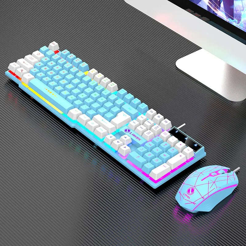 Wired Keyboard And Mouse Set Usb Luminous Mechanical Keyboard And Mouse Set