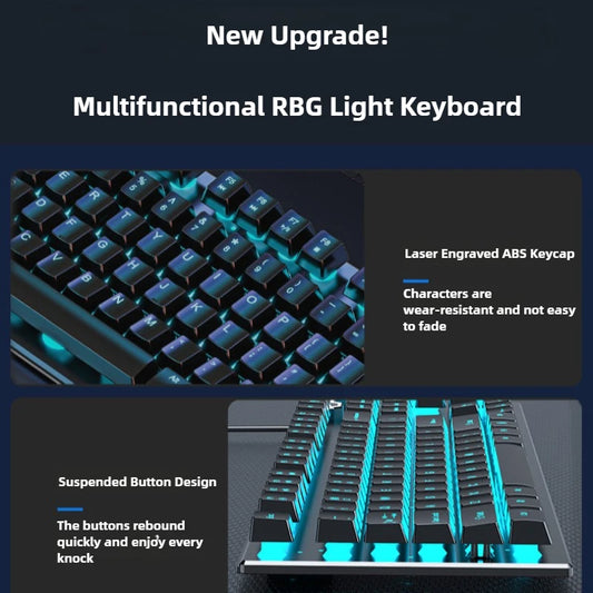 Wired USB RGB Gaming Keyboard and Mouse Combo Ergonomic