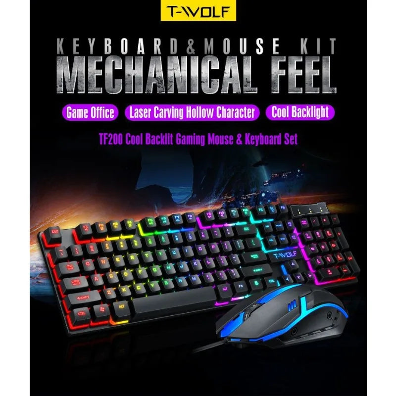 Gaming Keyboard and Mouse Kit, Illuminated Keyboard and Mouse