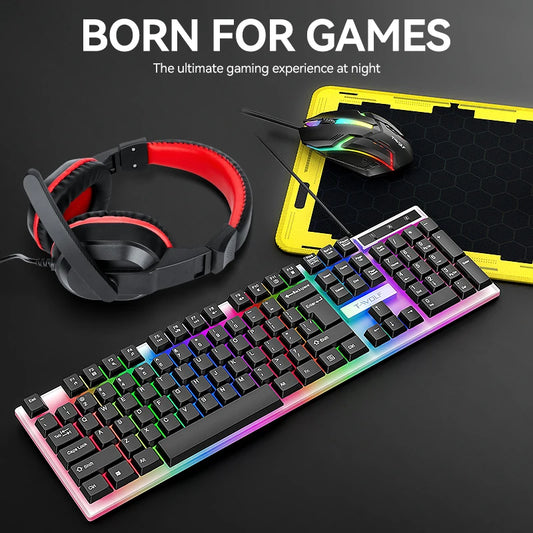 4 In 1 SET Gaming Mouse Pad USB Wired Headset Mouse And Keyboard Combos