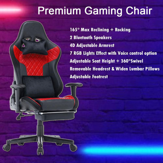Elite RGB Gaming Chair with Bluetooth Speakers and Ergonomic Design