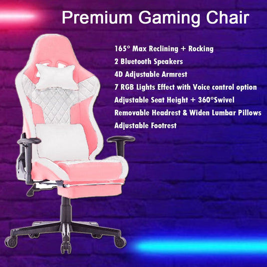 Elite Racing-Inspired RGB Gaming Chair with Bluetooth Speakers and Reclining Comfort