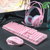 Pink real mechanical keyboard and mouse set