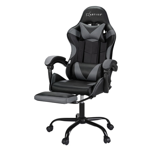 Apex 2 Point Massage Gaming Office Chair Footrest Grey