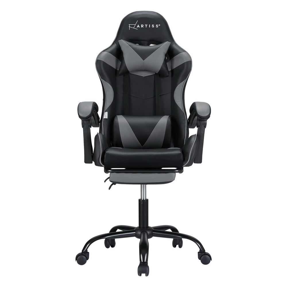 Apex 2 Point Massage Gaming Office Chair Footrest Grey