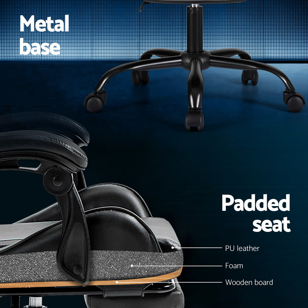Apex 2 Point Massage Gaming Office Chair Footrest Grey