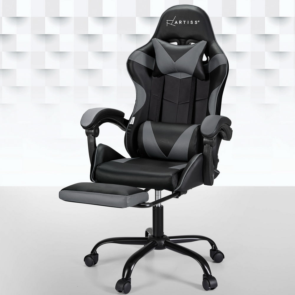 Apex 2 Point Massage Gaming Office Chair Footrest Grey