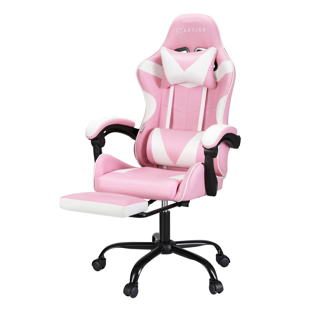 Apex 2 Point Massage Gaming Office Chair Footrest Pink