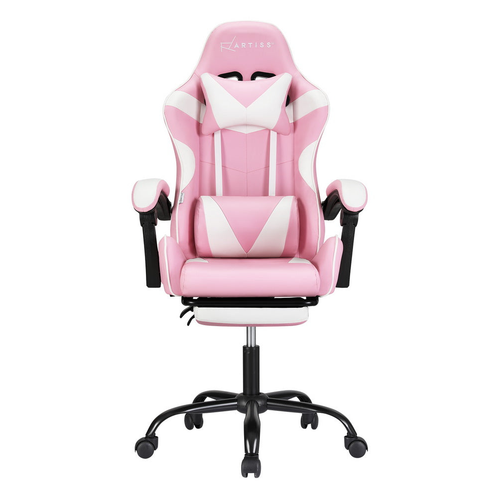 Apex 2 Point Massage Gaming Office Chair Footrest Pink