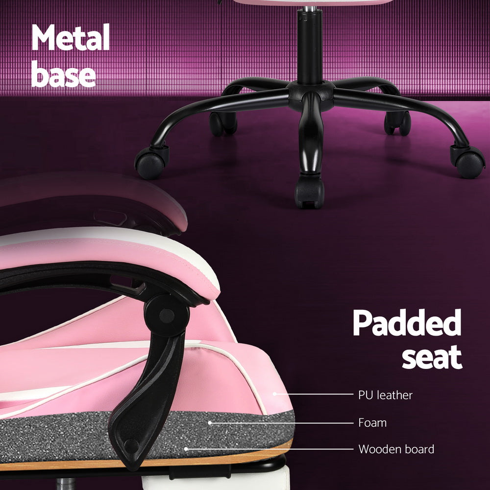 Apex 2 Point Massage Gaming Office Chair Footrest Pink