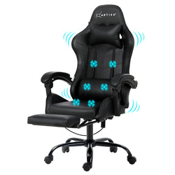Apex 6 Point Massage Gaming Office Chair Footrest Black