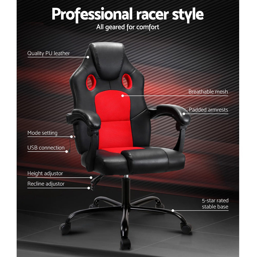 Apex 2 Point Massage Gaming Office Chair PU Leather Red