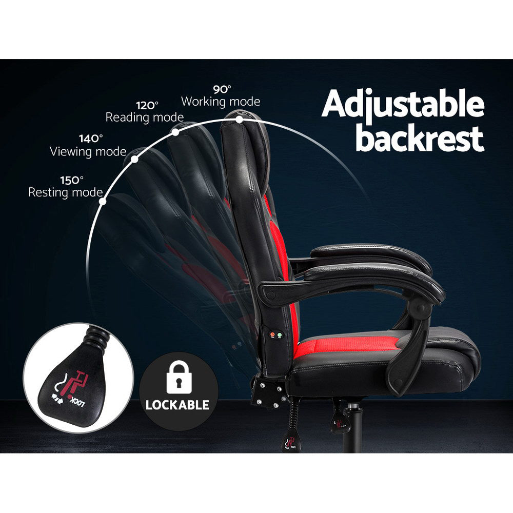 Apex 2 Point Massage Gaming Office Chair PU Leather Red