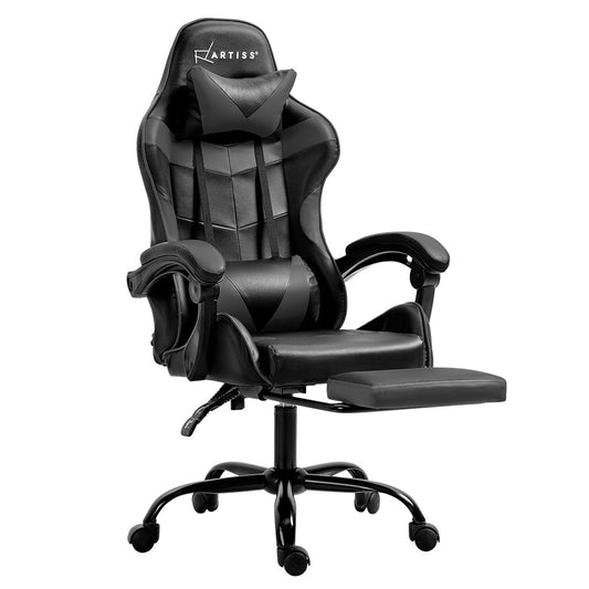 Elite Apex Comfy Gaming Office Chair with Footrest - Grey