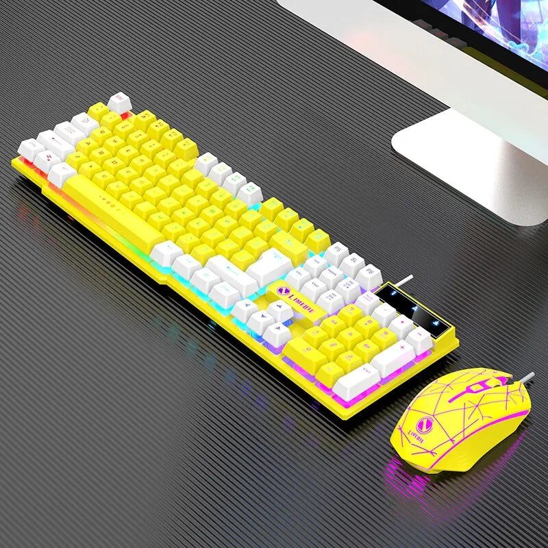 Wired Keyboard And Mouse Set Usb Luminous Mechanical Keyboard And Mouse Set