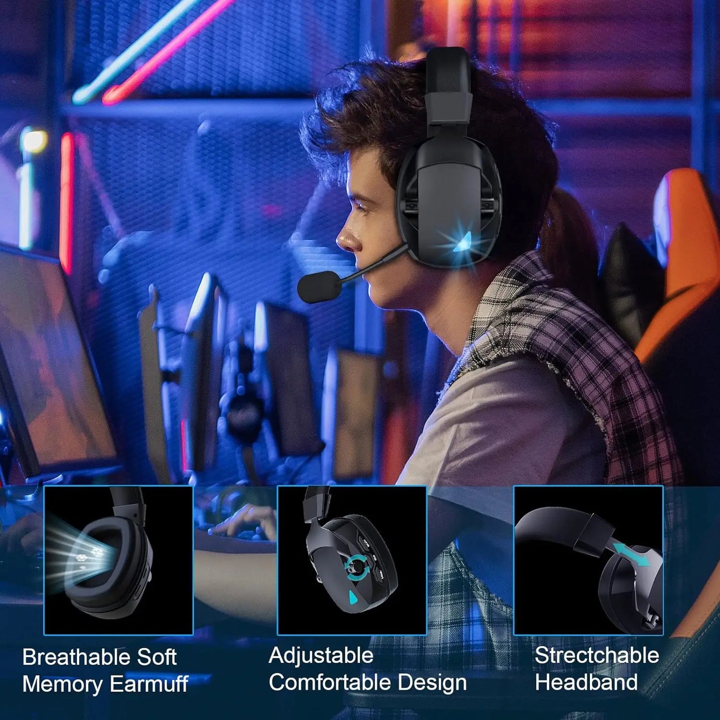 Acinaci Elite Wireless Gaming Headset with Detachable Noise Cancelling Microphone