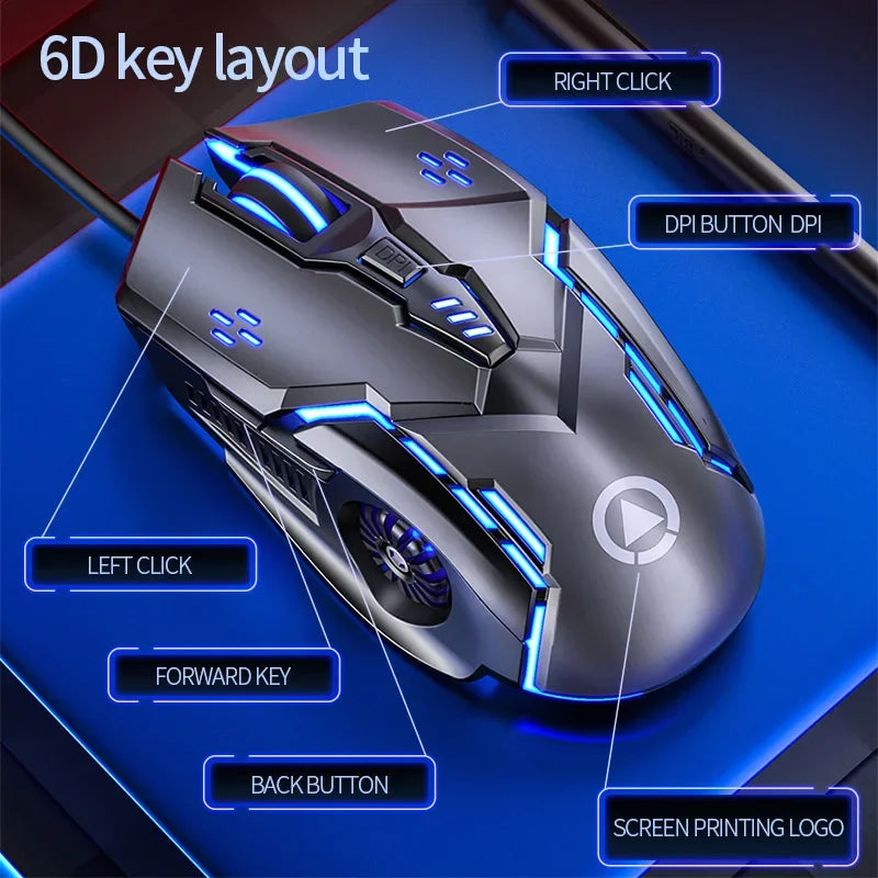 G5 Wired Mouse BackLight High Sensitivity 6 Keys Macro Programming Gaming