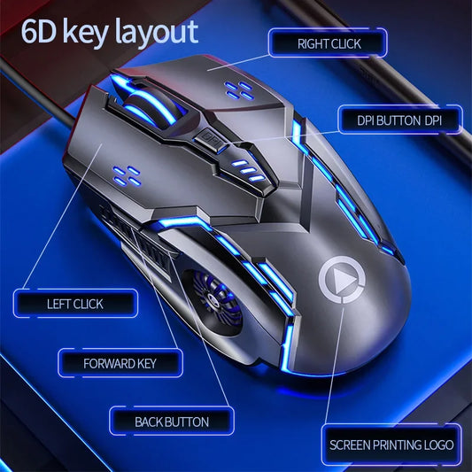 G5 Wired Mouse BackLight High Sensitivity 6 Keys Macro Programming Gaming