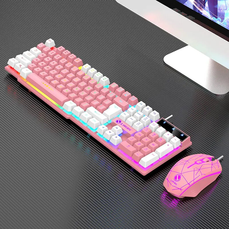 Wired Keyboard And Mouse Set Usb Luminous Mechanical Keyboard And Mouse Set