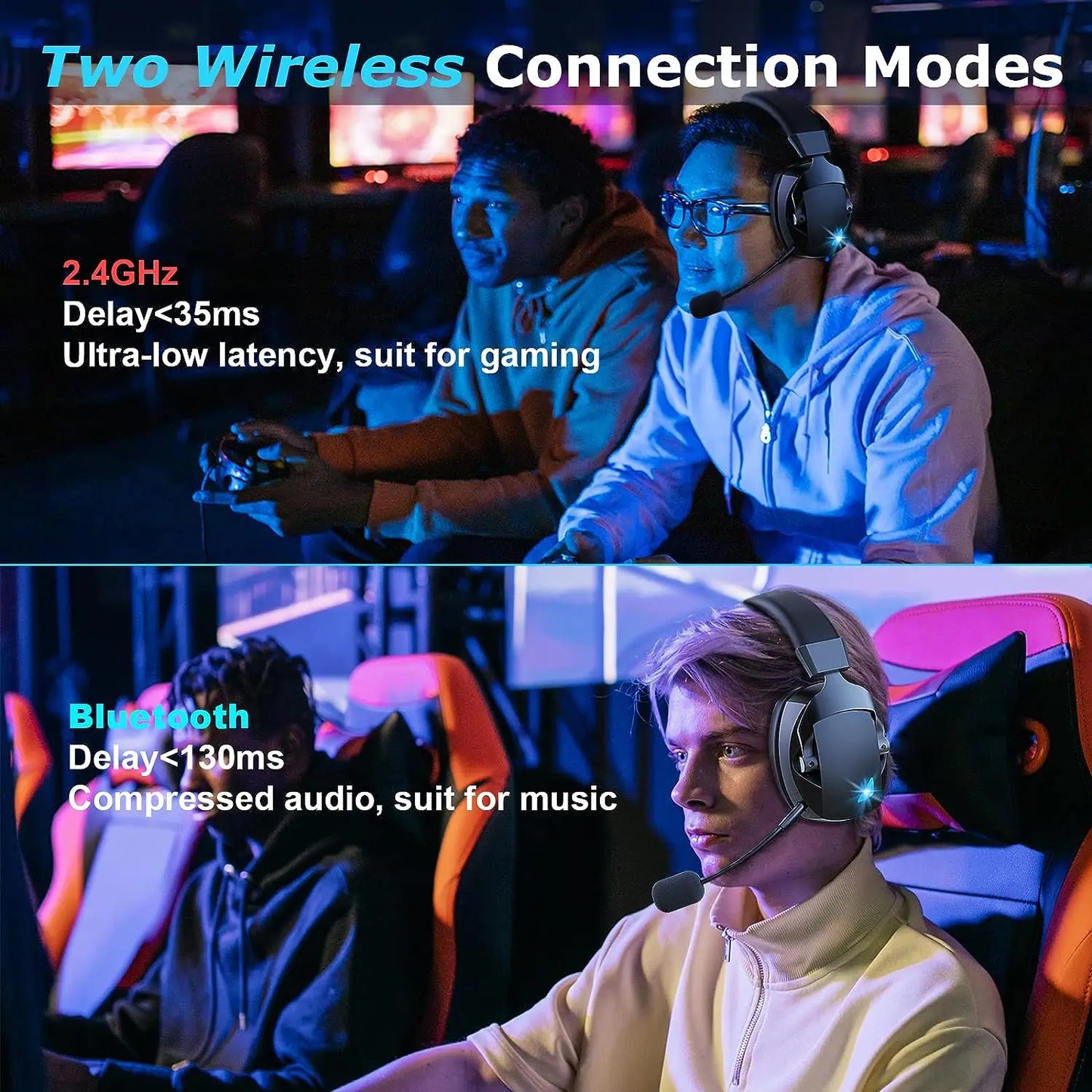 Acinaci Elite Wireless Gaming Headset with Detachable Noise Cancelling Microphone
