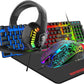 Gaming Keyboard & Mouse & Headset & Mousepad Set RGB Backlit Wired for PC Laptop