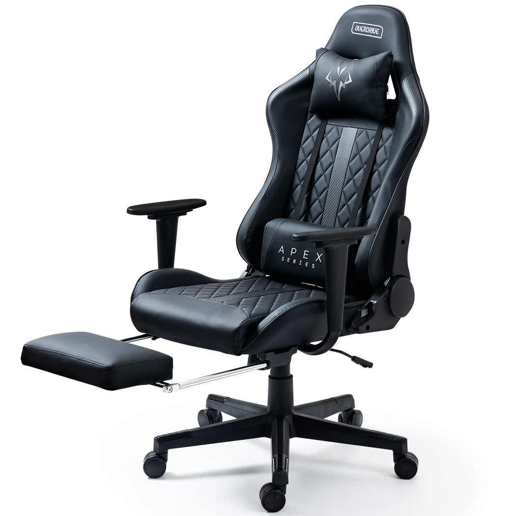 Elite Apex Series Ergonomic Gaming Recliner with Footrest in Black