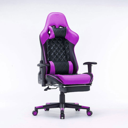 Elite Ergonomic Racing Gaming Chair with 165° Recline & Footrest in Purple Black