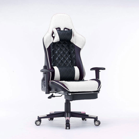 Elite Ergonomic Racing Gaming Chair with 165° Recline & 3D Armrests in Luxurious White & Black